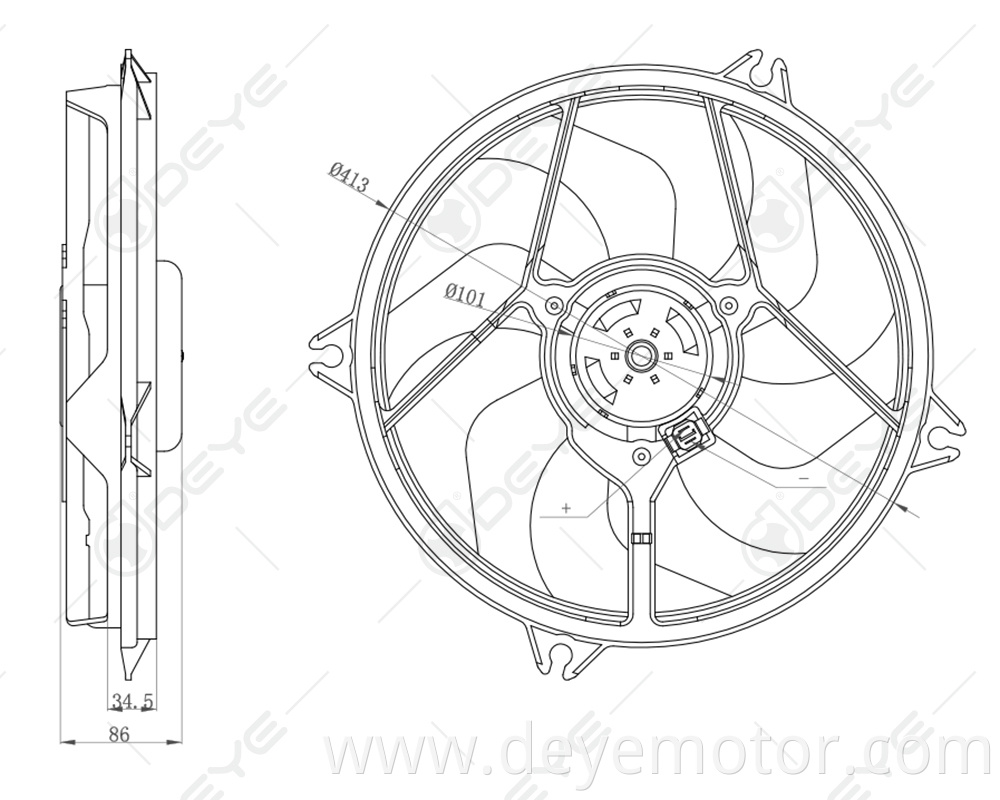 1250.G0 350W 1250F4 cooling fan radiator for PEUGEOT 306 PARTNER LANCIA PHEDRA CITROEN BERLINGO